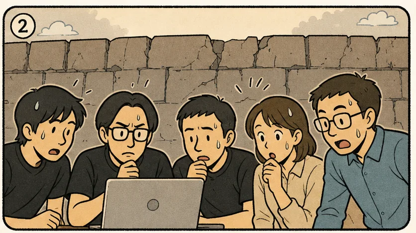 動くプロトタイプを前に、全員が「ん？」と想定外の壁にぶつかっている様子